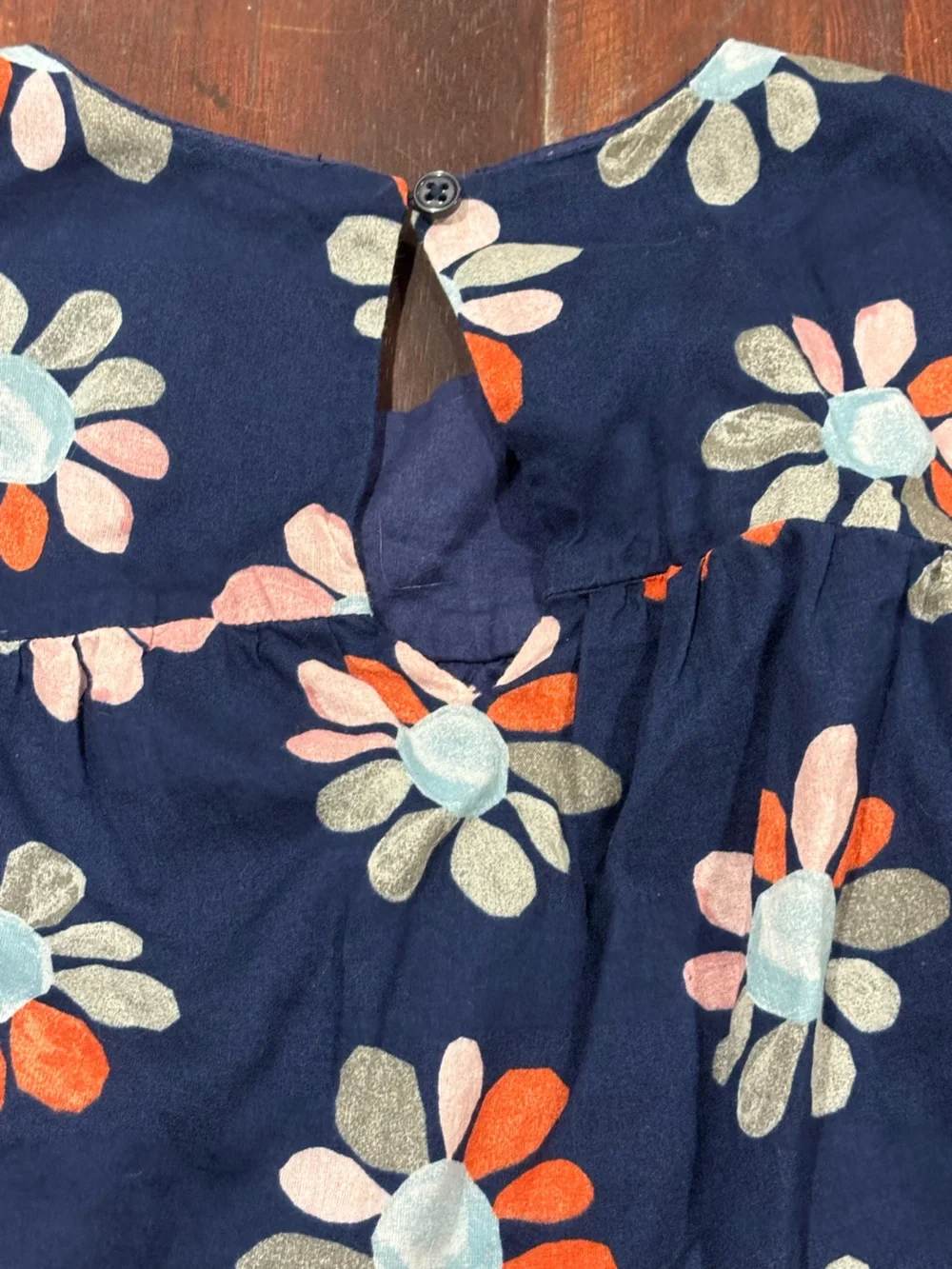 Crewcuts Navy Floral Tiered girls Dress with Orange & Light Blue Accents sz 7